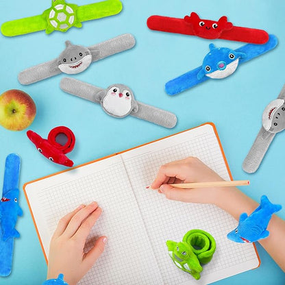 12 PCS Stuffed Ocean Animal Slap Bracelets Plush Animal Slap Bracelets Cute Wrist Slap Band Toy Wrist Animals Wrist Pets Slap Bracelet Wrist Toy for Boys Girls Birthday Gifts Party Favors 6 Styles