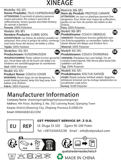 XINEAGE Quilted Chair Sofa Cover Waterproof Chair Covers for Armchair, Super Soft Washable Slipcover with Pockets & Non-Slip Elastic Straps, Thick Furniture Protector (Chair, Khaki)