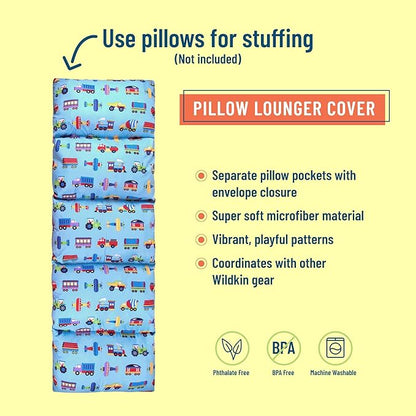 Wildkin Microfiber Pillow Lounger, 87 X 27 Inches, Trains, Planes & Trucks