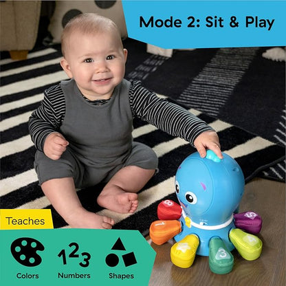 Baby Einstein Ocean Explorers Go Opus Go 4-in-1 Crawl & Chase Activity Learning Toy, Music and Lights, Ages 3 Months to 5 Years