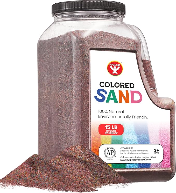 Hygloss Colored Play Sand – 15 lb Bright Rainbow Craft Sand for Sand Art, Christmas Decorations, DIY Projects, Classroom Activities, and Plant Décor – Fine, Non-Toxic Sand, Safe for Kids Ages 3+
