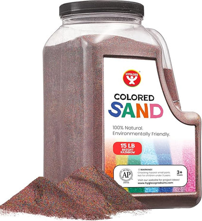 Hygloss Colored Play Sand – 15 lb Bright Rainbow Craft Sand for Sand Art, Christmas Decorations, DIY Projects, Classroom Activities, and Plant Décor – Fine, Non-Toxic Sand, Safe for Kids Ages 3+