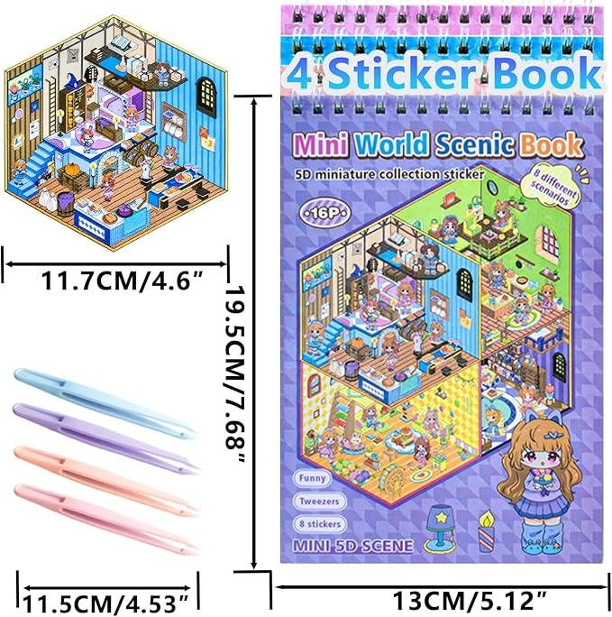 32 Sets (1200+) DIY 3D Stickers for Kids & Adults with 4 Sticker Books, Make Your Own Houses, Buildings, Shops & Amusement Park Scenes for Parties, Birthdays & Gifts