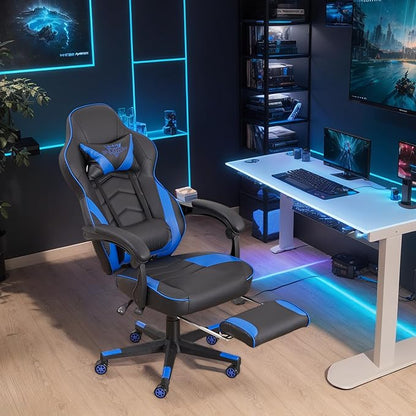 Gaming Chair High Back Ergonomic Racing Computer Desk with Comfortable Lumbar Support and Headrest Girl Gamer Height Adjustable