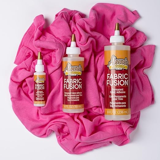 Aleene's Fabric Fusion Glue 8 fl oz, Permanent and Washable Adhesive, No-Sew Fabric Glue for Clothing, Denim, Polyester, Cotton, Flannel Materials, Dries Flexible