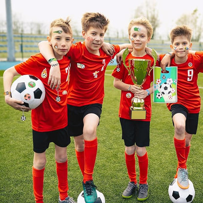 295 Pieces Soccer Party Favors Supplies Set Bulk Mini Soccer Ball Soccer Slap Bracelet Tattoo Sticker Keychain Adjustable Bracelet Goodie Bag Fillers for Sports Soccer Party Gifts Bags (Soccer)