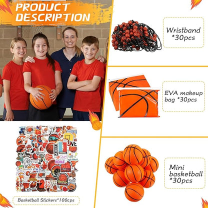 190 Pcs Basketball Party Favors Set Basketball Party Supplies Include Basketball Gift Bags Mini Balls Bracelet Stickers for Sport Party Favors Basketball Birthday Party Decorations
