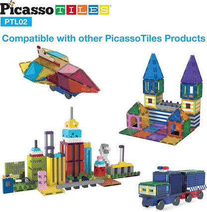 PicassoTiles Magnetic Brick Tiles STEM Creative Magnetic Tiles Building Block Set Building Brick Construction Toy Socket Spikes Toys Accessory Educational Imaginative Learning Kit Stacking Set