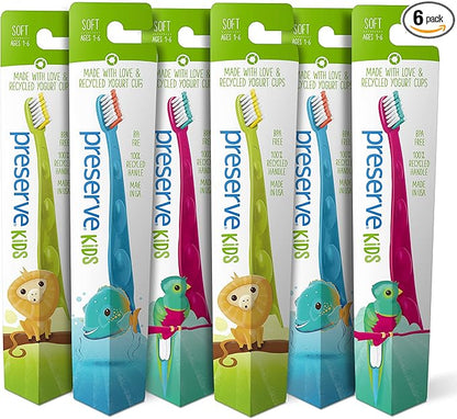 Preserve Kids Toothbrush, Soft Bristles, (Pack of 6)