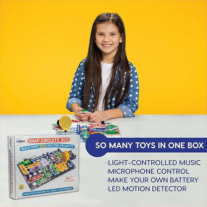 Snap Circuits 203 Electronics Exploration Kit | Over 200 STEM Projects | Full Color Project Manual | 42 Snap Modules | Unlimited Fun