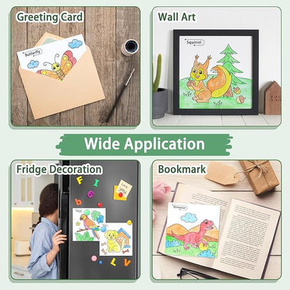 SOCOLER Paint with Water Coloring Books for Toddlers, Animal Theme Mess Free Watercolor Painting Papers for Kids Travel Coloring Kit with 2 Brushes Art Craft Birthday Gift