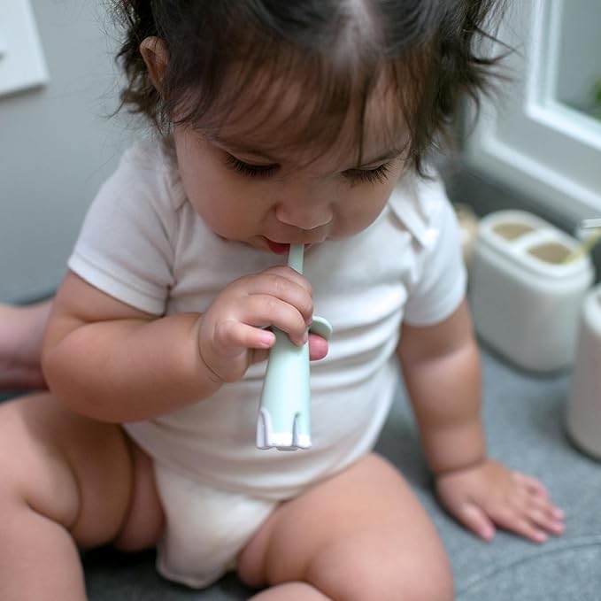 Dr. Brown's Infant-to-Toddler Toothbrush, Soft and Safe Baby Training Brush, Elephant, Mint, 0-3 years (Styles May Vary)
