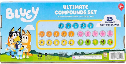 Bluey Ultimate Compounds Set, 25 Pack of Scented Glitter Slime, Resealable Containers with Stickers, Birthday Bulk Slime Party Favors, Sensory Toys, Goodie Bags Stuffers for Kids