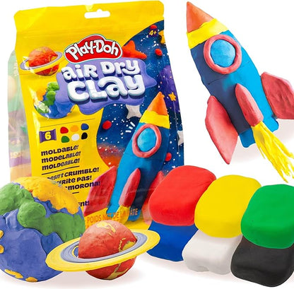 Play-Doh Brand Air Dry Clay, 6 Vibrant Clay Colors, Soft & Ultra Light Modeling Clay for Kids, Moldable, Paintable, Crumble-Free
