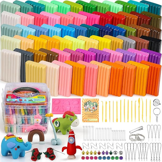 Polymer Clay 70 Colors, Modeling Clay for Kids DIY Starter Kits, Oven Bake Model Clay, Non-Toxic, Non-Sticky, Ideal Clay Kits for Children and Artists