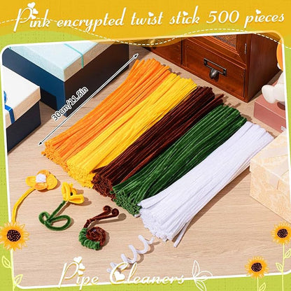 Peryiter 500 Pieces Pipe Cleaners Chenille Stems 12 Inch Craft Supplies Bulk for DIY Art and Craft Projects Creative Gift Wrapping Party Decorations(Sunflower Color,12 Inch)
