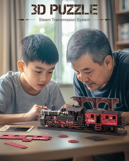 3D Puzzles for Adults -Steam Train, Wooden Model Kits Building Set for Adults, DIY Crafts Kits Hobby Creative Gift Ideas for Girls Boys (Steam Journey-405PCS)