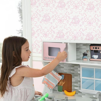 Delta Children Tiny Chef Play Kitchen - Toy Kitchen Playset with Realistic Knobs That Turn/Click, Oven, Sink, Microwave and 15 Pieces of Play Food, Pink