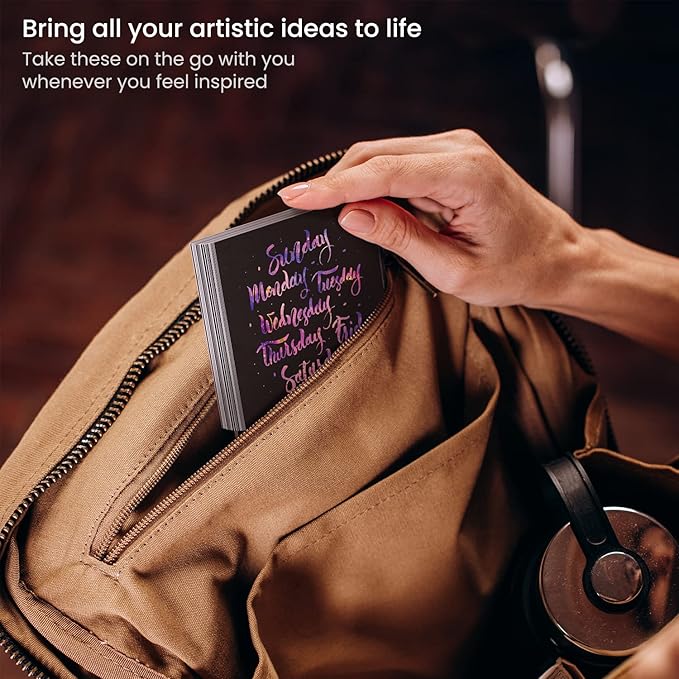 ARTEZA Scratch Paper, Set of 202 Notes, 3.5 x 3.5 Inches, 200 Holographic and 2 Gold-Foil Star Backgrounds