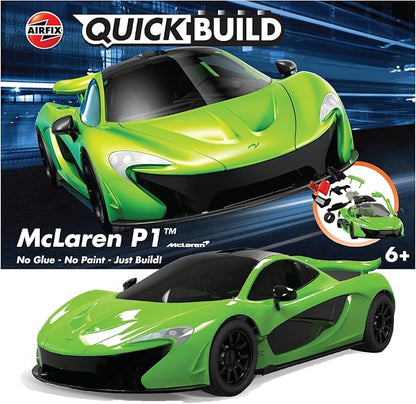 Airfix J6021 Quickbuild Plastic Model Car Kits - McLaren P1 Green - Easy Assembly Snap Together Model Kit, Classic Race Cars for Adults & Kids to Build, Model Sport Cars, Building Toys Set