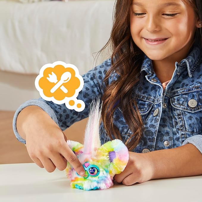 Furby Furblets Zee-Bah Mini Friend, Electronic Plush Toys for Girls & Boys, Rainbow Zebra, Speaks Furbish & Plays Music, Series 5, Easter Basket Stuffers, Ages 6+