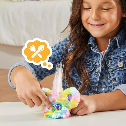 Furby Furblets Zee-Bah Mini Friend, Electronic Plush Toys for Girls & Boys, Rainbow Zebra, Speaks Furbish & Plays Music, Series 5, Easter Basket Stuffers, Ages 6+