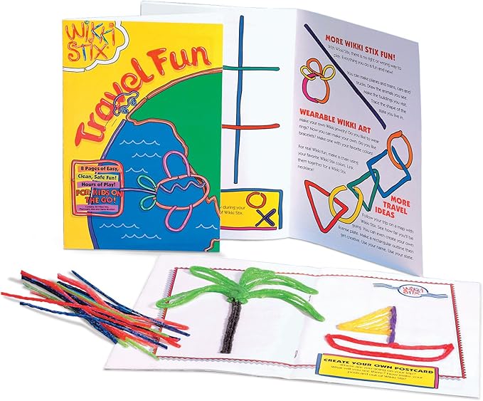 WikkiStix Travel Fun Pak, 24 Wikki Stix and 8-Page idea Booklet and playboard, Made in The USA!