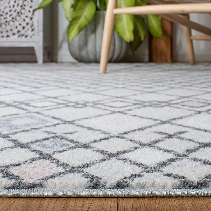 SAFAVIEH Amsterdam Collection Runner Rug - 2'3" x 8', Grey & Ivory, Moroccan Boho Design, Non-Shedding & Easy Care, Ideal for High Traffic Areas in Living Room, Bedroom (AMS115F)