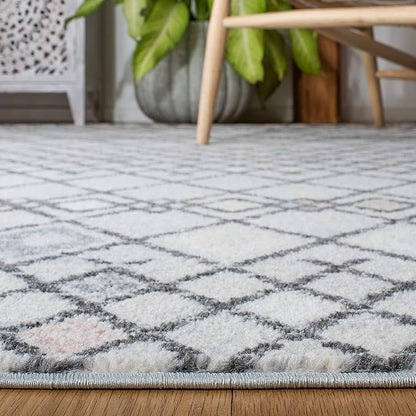 SAFAVIEH Amsterdam Collection Runner Rug - 2'3" x 8', Grey & Ivory, Moroccan Boho Design, Non-Shedding & Easy Care, Ideal for High Traffic Areas in Living Room, Bedroom (AMS115F)