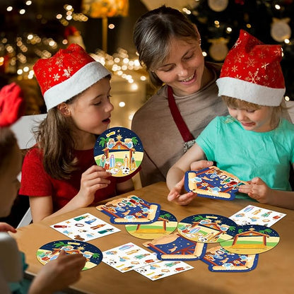 FaCraft Religious Craft Sticker for Kids - 24pcs Make a Nativity Scene Stickers Christmas Crafts Kits DIY Nativity Set for Sunday School Classroom Nativity Christian Xmas Party Game Favor Gifts