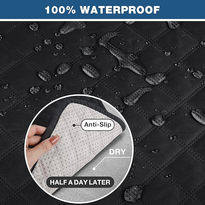 TAOCOCO Waterproof Recliner Loveseat Cover Non-Slip Sofa Slipcover, Pet Couch Cover for Loveseat Recliner with Straps, Washable Reclining Loveseat Cover Furniture Protector (2 Seater, Black)