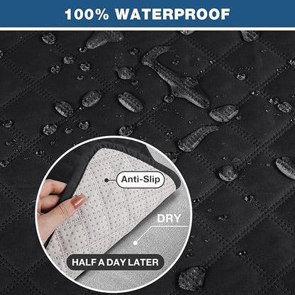 TAOCOCO Waterproof Recliner Loveseat Cover Non-Slip Sofa Slipcover, Pet Couch Cover for Loveseat Recliner with Straps, Washable Reclining Loveseat Cover Furniture Protector (2 Seater, Black)