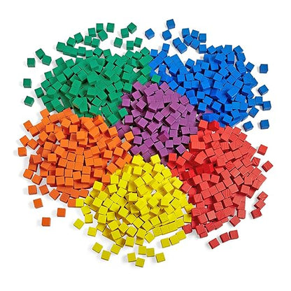 hand2mind Wood Blocks, Teacher Counting Blocks for Math, Classroom Manipulatives for Elementary, Math Cube Manipulatives, Counting Cubes for Kids Math, Color Counters for Classroom (Pack of 1000)