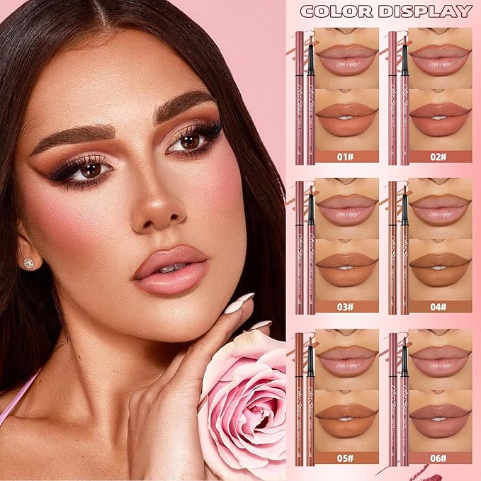 QiBest 12Pcs Velvet Lipstick Gel Lip Liner Pencil Set, Creamy Matte Crayon Lipsticks Long Lasting Lip Filler Makeup Kit for Women & Girls, Lipstick Pencils Pack with Rich Color & Smooth Application