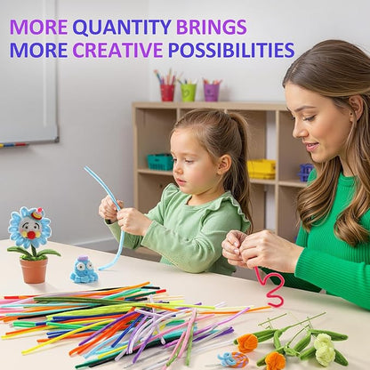 POIKSHARK 1500 PCS 30 Colors Quality Pipe Cleaners Bulk, Thick Pipe Cleaners Craft for DIY Craft Projects, Multicolored Limpia Pipas for Art Supplies & Materials, Rainbow Chenille Stems(12inch*6mm)