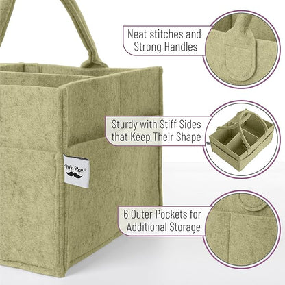 Mr. Pen- Baby Diaper Caddy Organizer, Olive Calm, Nursery Storage Bin and Car Organizer for Diapers and Baby Wipes