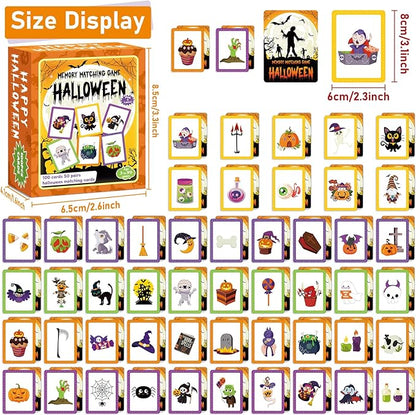 gisgfim 50 Pairs Memory Matching Game Happy Halloween Concentration Memory Games for Kids Educational Ages 3-8 A Fun & Fast Halloween Theme Memory Matching Games