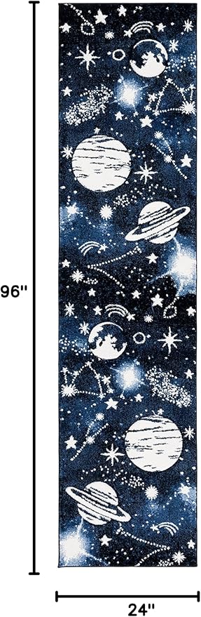 SAFAVIEH Carousel Kids Collection Runner Rug - 2' x 8', Dark Blue & Light Blue, Non-Shedding & Easy Care, Ideal for High Traffic Areas for Boys & Girls in Playroom, Nursery, Bedroom (CRK122M)