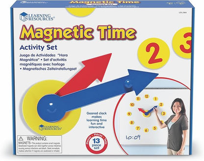Learning Resources Magnetic Time Activity Set, Homeschool, Time Telling, Basic Math Skills, Giant Demo Clock, Whiteboard Accessories, Grades K+, Ages 5+