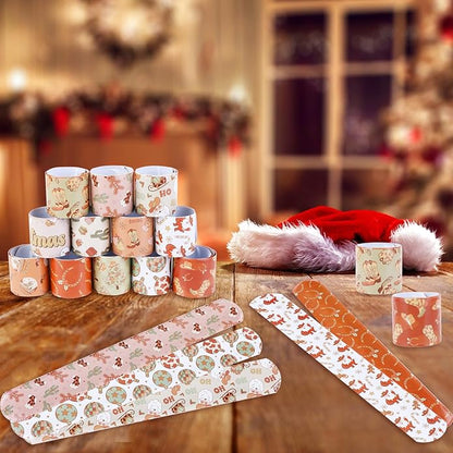 Serencatcher Christmas Slap Bracelets Christmas Party Favors Christmas Slap Wristbands for Xmas Birthday Party Stocking Goodie Bag Stuffers Gifts Toys