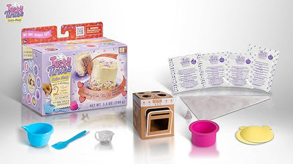 Goliath Tasty Tinies Bake Shop Strawberry Cake Mix Kit with Unicorn Tracks Sprinkles & Vanilla Frosting Mix | Bake & Decorate 2 Real Mini Cakes | Includes Mini Tools & Ingredients | Ages 6+