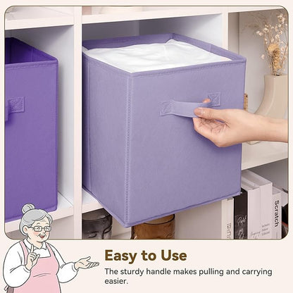 GRANNY SAYS 11 Inch Cube Storage Bins, 6 Pack Cube Storage Organizer with Handles, Storage Cubes for Shelves, Closet, Shelf Oganizer Bins, Purple Gradient