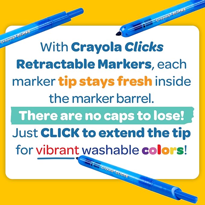 Crayola 10CT SUPERCLICKS,Retractable, Holiday Toys, Gift for Boys and Girls, Kids, Stocking, Arts and Crafts, Gifting