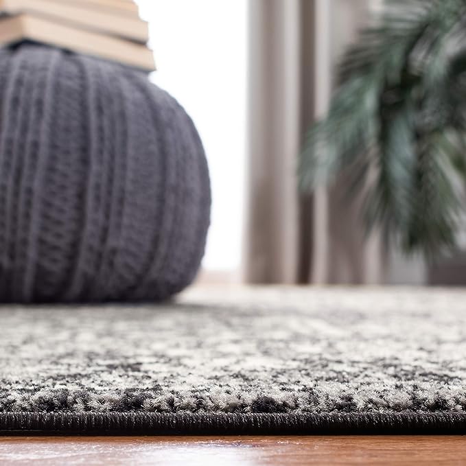 SAFAVIEH Evoke Collection 2'2" x 11' Black / Grey EVK256R Oriental Distressed Non-Shedding Living Room Bedroom Runner Rug