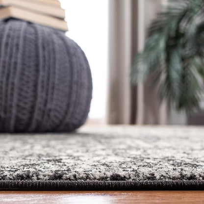 SAFAVIEH Evoke Collection 2'2" x 13' Black / Grey EVK256R Oriental Distressed Non-Shedding Living Room Bedroom Runner Rug