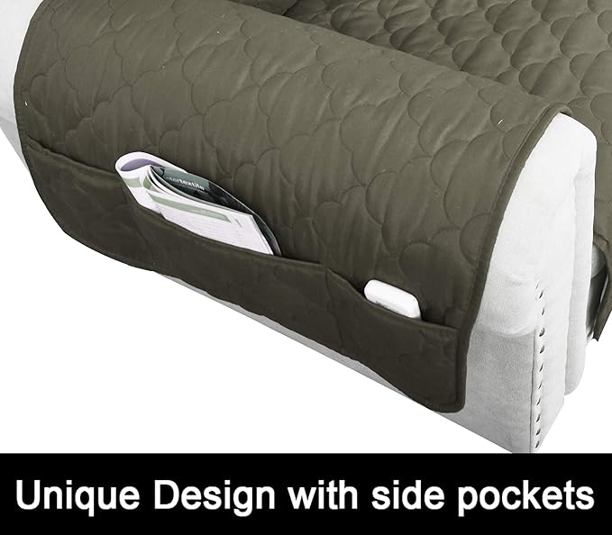 CHHKON Waterproof Recliner Chair Cover Nonslip Stay in Place Dog Couch Chair Cover Furniture Protector Recliner Chair Cover for Pets and Kids (Green, 23'')