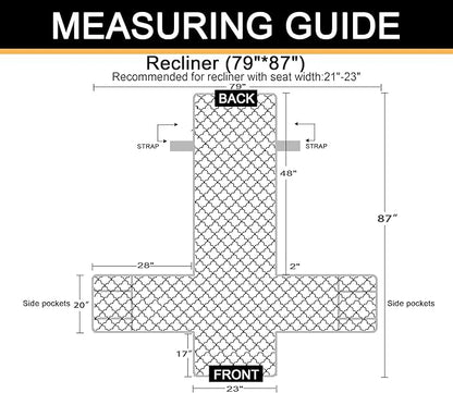 CHHKON Waterproof Nonslip Recliner Cover Stay in Place Dog Couch Chair Cover Furniture Protector Ideal Sofa Slipcovers for Pets and Kids (Ivory, 23'')