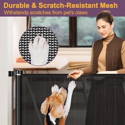 42" Tall X 100" Extra Wide Retractable Baby Gates for Large Openings Extra Tall Dog Gates for Doorways Extra Tall Pet Gate Indoor Outdoor Long Baby Gate Extra Tall Mesh Gate, Black