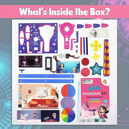 ButterflyEdufields 100+ STEM Projects | Girls Mini Engineering Kit for Ages 8 10 12 15 Years | Ultimate DIY Science Experiments for Kids | Educational Engineering Toys Best Birthday Gift idea