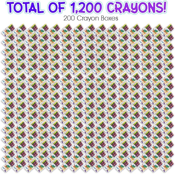 ArtCreativity Crayons Bulk Set - 200 Crayon Packs - 6 Crayons in Each Pack - 1200 Total - Crayons for Kids in Red, Orange, Yellow, Green, Blue, Purple - Bulk Crayons for Classroom and Party Favors